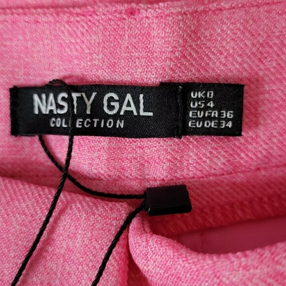 Nasty Gal Trousers Pants Size 4 Woven Textured Pleated Candy Pink Pockets New - Picture 5 of 12